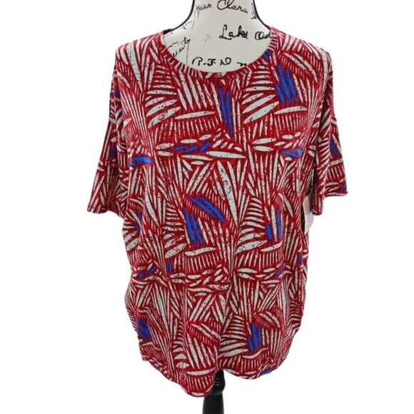 Lularoe Irma Shirt Tunic Red High Low Mid Length Sleeves Womens Size XXS - Picture 1 of 5